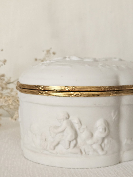 Image 1 of 20th century Limoges porcelain bisque jewelry box