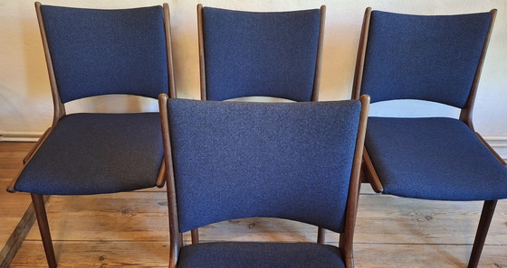 Image 1 of Set of 4 Solid Teak Dining Chairs, Denmark 1960s