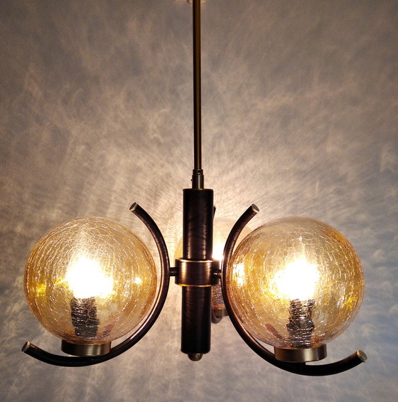 Image 1 of Bruine Spoetnik Atoomlamp |Vintage Spoetnik Ruimtetijdperk Lamp | Ruimtetijdperk Ontwerp Uit 70er jaren