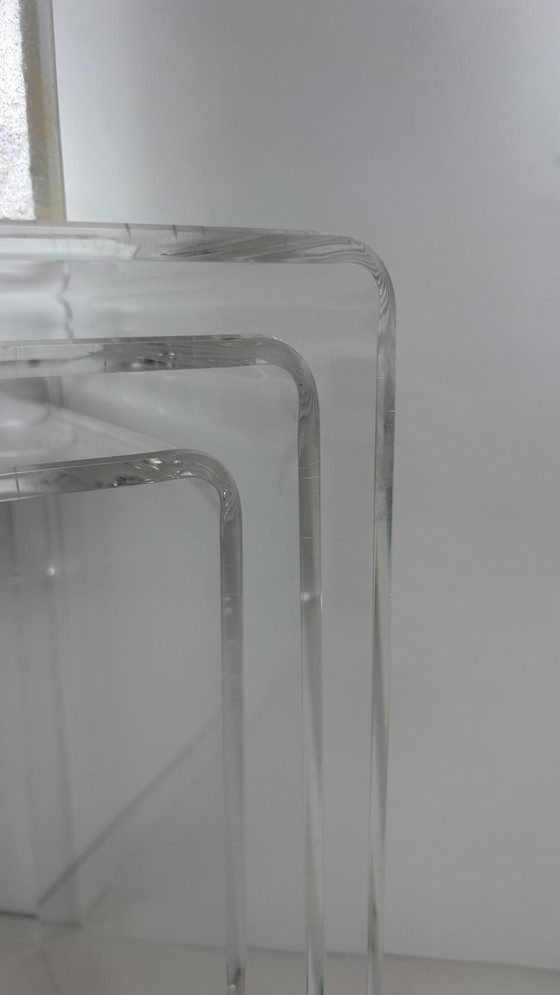 Image 1 of 3 x Vintage lucite perspex plexglass nesting tables mimi set