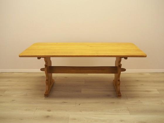 Tavolo da pranzo danese in rovere massiccio, costruzione a cavalletto, anni '60 – Tavoli da pranzo, Wood (photo 15 of 15)
