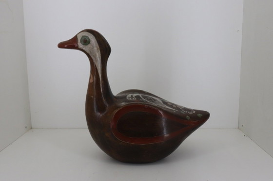 Bellissima anatra vintage messicana in ceramica Tonalá di grandi dimensioni (XL) - 37 cm – Sculture (photo 3 of 6)
