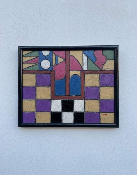 Colorful Geometric Abstract Painting – Paintings & Drawings, Paper (photo 9 of 10)