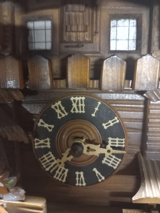 Image 1 of Authentic Black Forest Cuckoo Clock – Carved Chalet Model – Exceptional Working Condition