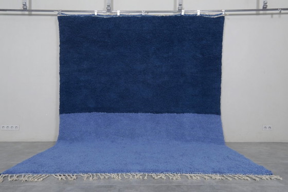 Image 1 of Custom moroccan rug blue - Berber area rug - Beni ourain rug - Handmade rug - Genuine lamb wool - Moroccan rug - Blue rug