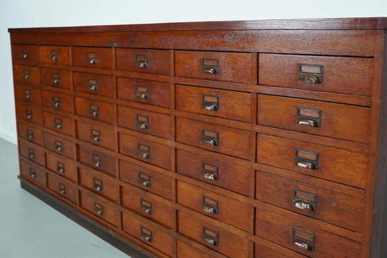 Image 1 of Large Dutch oak apothecary/filing cabinet or dresser, 1930s