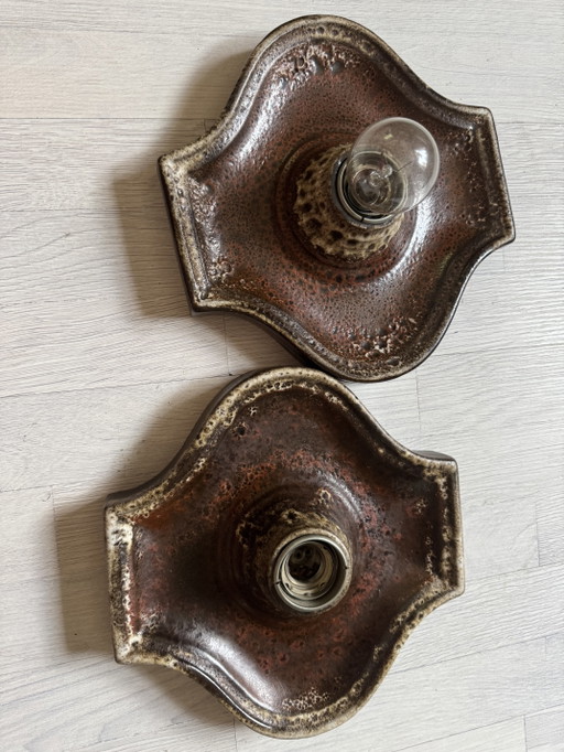 Dos apliques de pared de cerámica Hustadt Fat Lava de estilo vintage. – Hustadt Leuchten, wandlampen, Ceramic (photo 2 of 5)