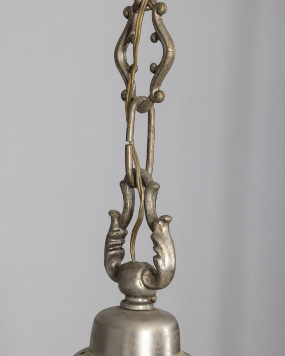 Image 1 of  Pagina 1 van 10 jaren 1960 vintage hanglamp in gedecoreerd glas Italiaans ontwerp