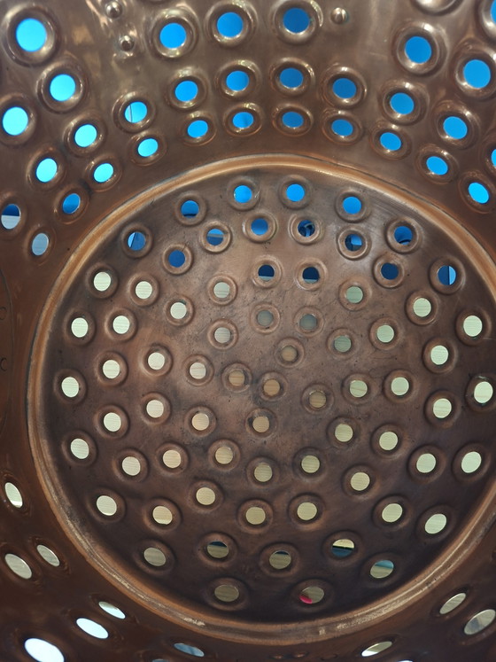 Grande lampadario a sospensione steampunk a forma di tamburo in rame rosso. – Copper (photo 9 of 11)