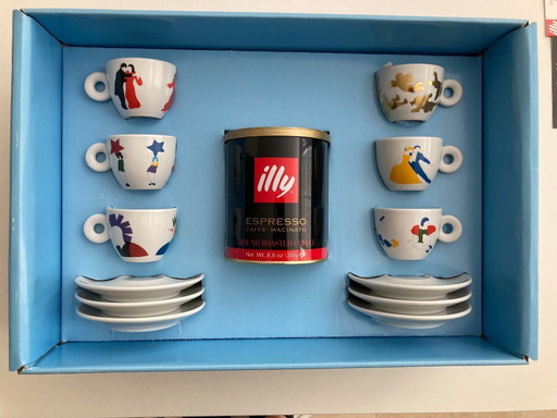 illy collection - 1999 - espresso cups - Marco Lodola - Tazzine balarine. 	illy collection 1999 	New never used in the original 