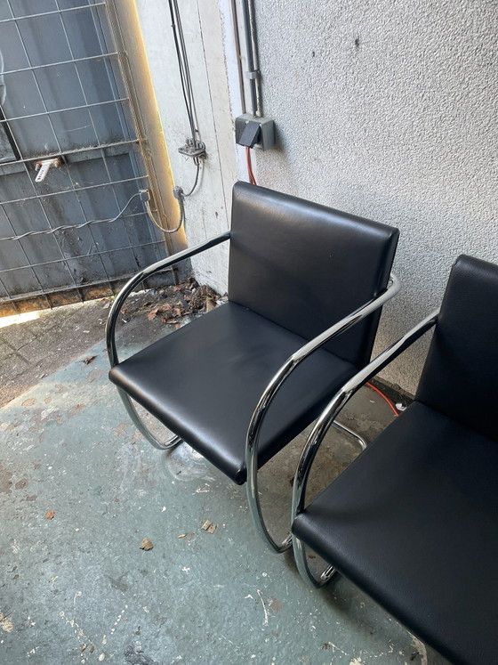 Set of 2 black cantilever chairs with chrome frame and armrests, Armchairs, Skai (photo 2 of 5)
