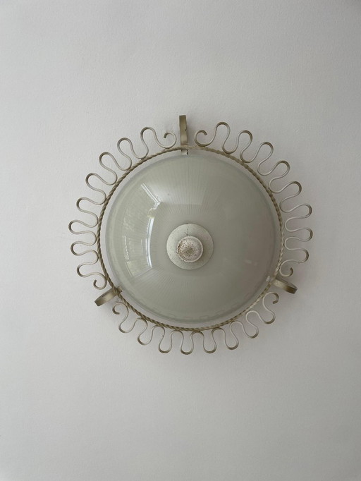 Unique vintage ceiling lamp from the 50s and 60s - glass shade