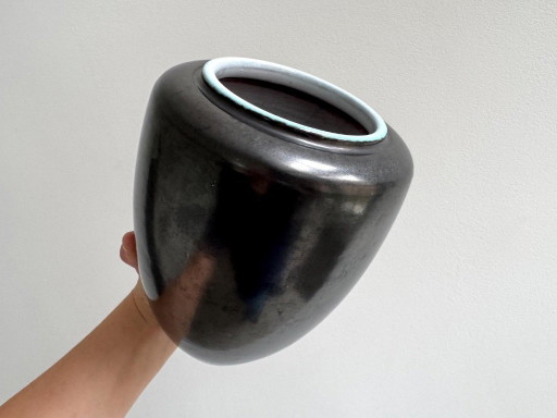 1 vaso vintage Mobach - Nero e turchese – vazen, Ceramic (photo 2 of 5)