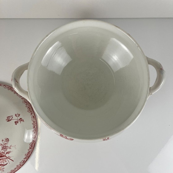 Sopera Sarreguemines, modelo "Fontange", roja, 1918-1950 – Loza, Ceramic, Vintage (photo 5 of 14)