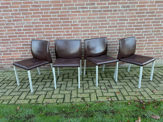 Image 1 of 4x Leolux Myto dining chairs brown leather.