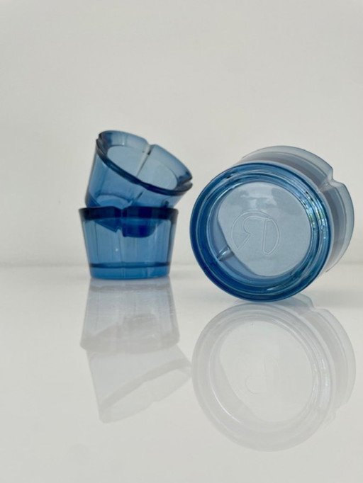 3x Rosendahl Danish design candle holders blue glass