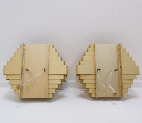Image 1 of Paar vergoldete Aluminium-Wandleuchten von Jules Wabbes - 2 Paare verfügbar (1)