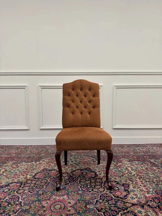 Ensemble de chaises Chesterfield classiques anglaises rembourrées, Chaises de salle à manger, Orange (photo 12 sur 18)
