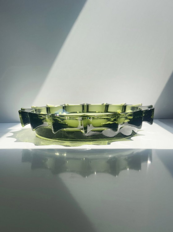 Image 1 of Brutalistische plaat van gerookt glas, groen, jaren 60, 70, Mid Century, Resedan, kurk, videovakken