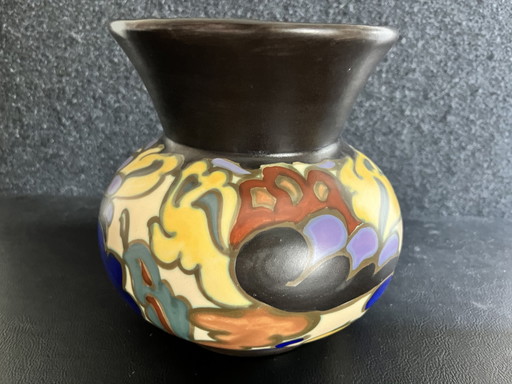 Art Deco Plateel Vase • Céramique Montoise Mons • Antoine Dubois • 19 cm