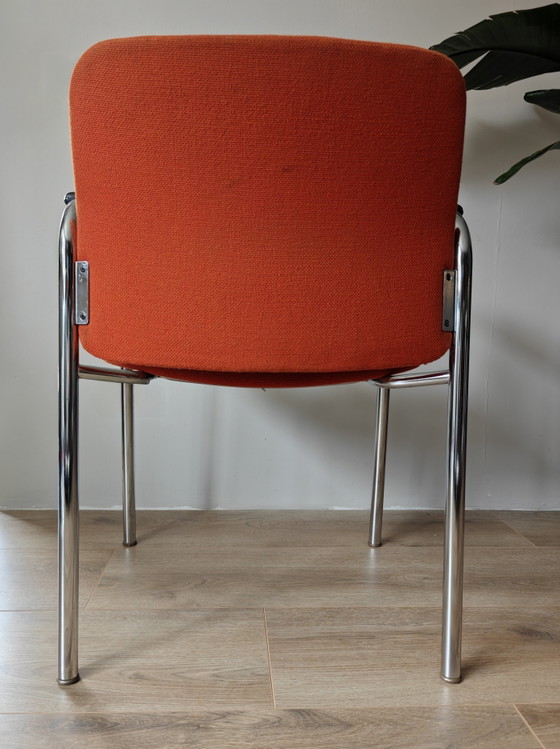 Image 1 of Vergaderstoel chroom & oranje stoffering