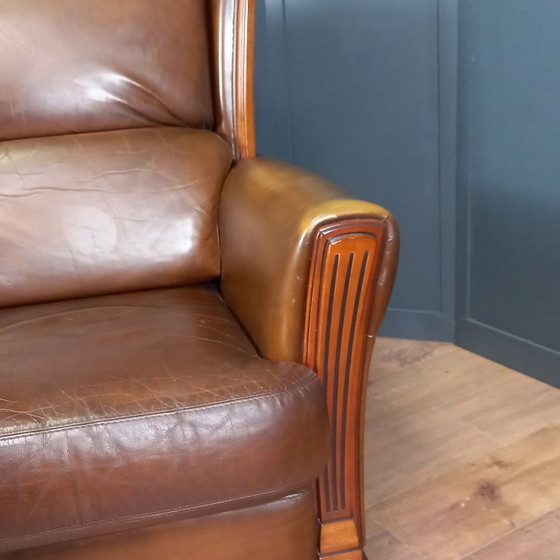 Image 1 of Elegant Art Deco Armchair in Sheepskin - Timeless and Luxurious Seating Comfort