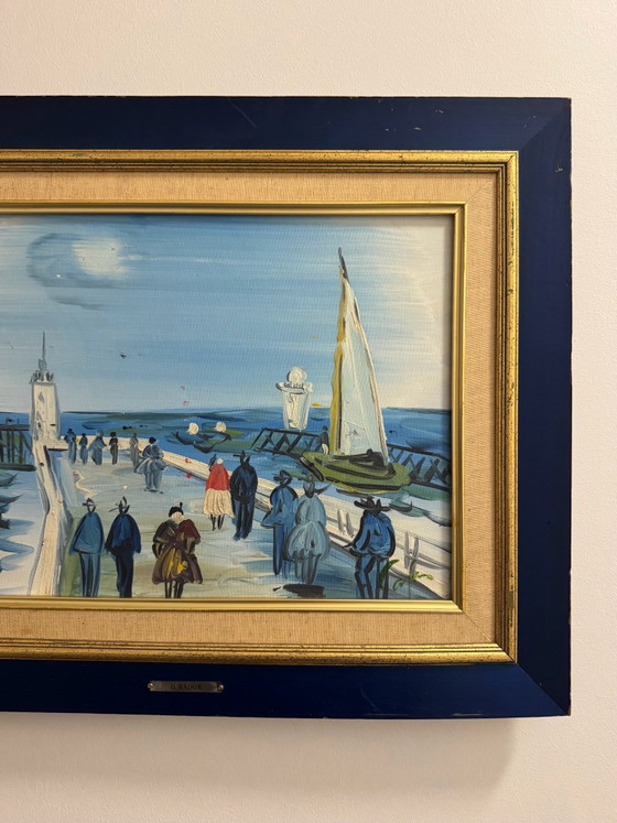 Tableau « Promenade » G.Raoux style Dufy, Peintures et dessins, Toile, Bois, Bleu (photo 14 sur 15)