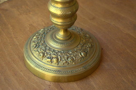 Coppia di candelieri francesi neoclassici in ottone, XIX secolo, 12x29 cm – Portacandele, Brass (photo 5 of 7)