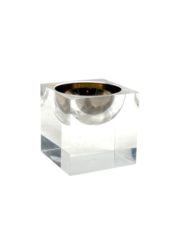 Image 1 of Ruimtetijdperk helder perspex asbak, Italië 1970