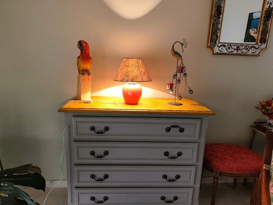 Image 1 of Vintage ceramic lamp with a patinated lampshade