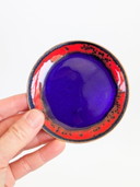 Set Of Six Vintage Enamel-On-Copper Coasters Midcentury Barware