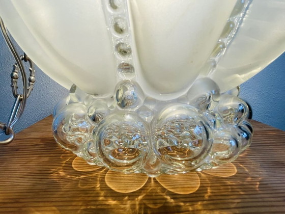 Image 1 of Große Mid-Century Modern Hängelampe aus mattiertem Glas, 1960er Jahre