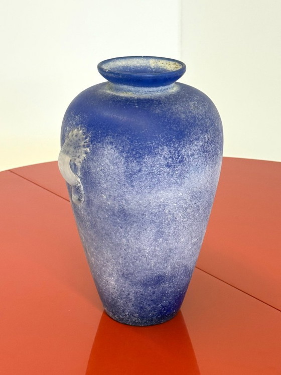 Image 1 of Vintage Murano amphora vase cobalt blue