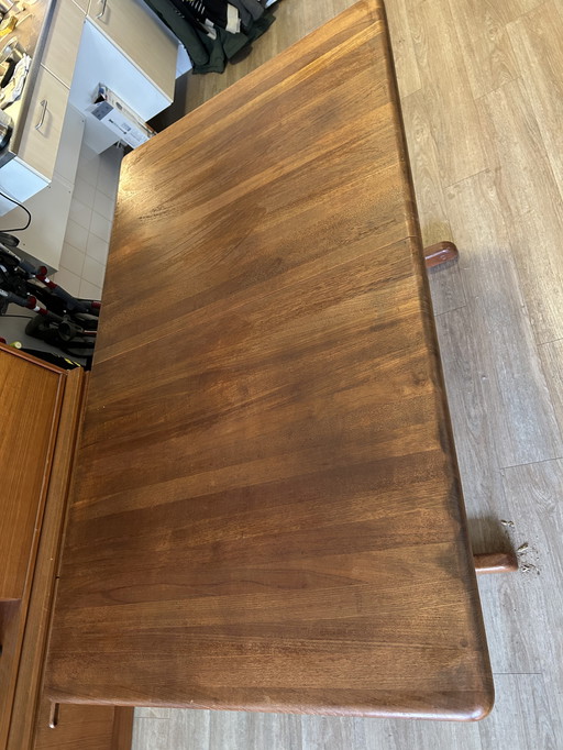 Diseño danés vintage enorme teakhouten eetkamertafel 