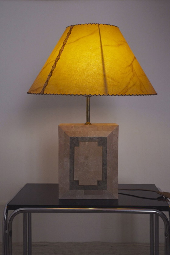 Image 1 of Vintage Marble Table Lamp Italian Art Deco Stone Lamp Geometric Marble Lighting Mid Century Modern Accent Lamp