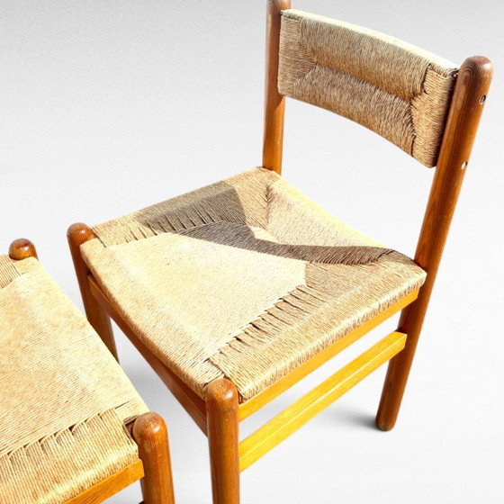 Paar Vintage Design Grenen En Biezen Stoelen, Jaren 70 – Eetkamerstoelen, Wicker (photo 6 of 18)