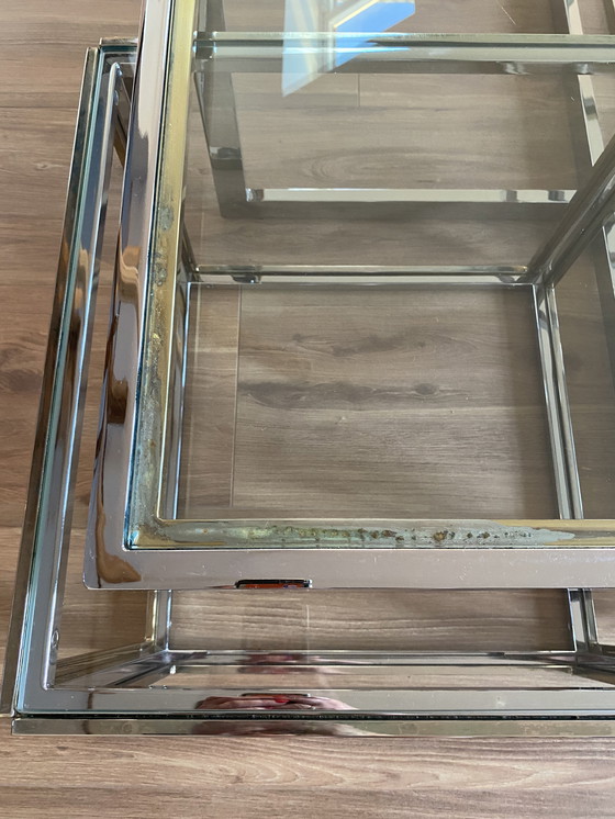 Image 1 of Tavolino con tavolini laterali Romeo Rega cromato