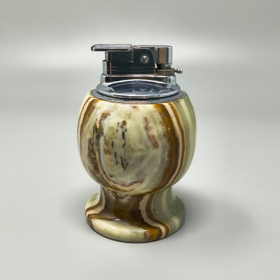 1960s Mid-Century Modern Italian Onyx Smoking Set with Table Lighter & Ashtray – Decorative Objects, Marble (photo 5 of 8)