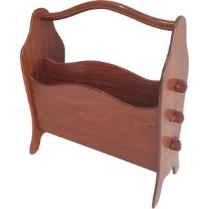 Image 1 of Vintage magazine holder in teak Scandinavian 1970s 