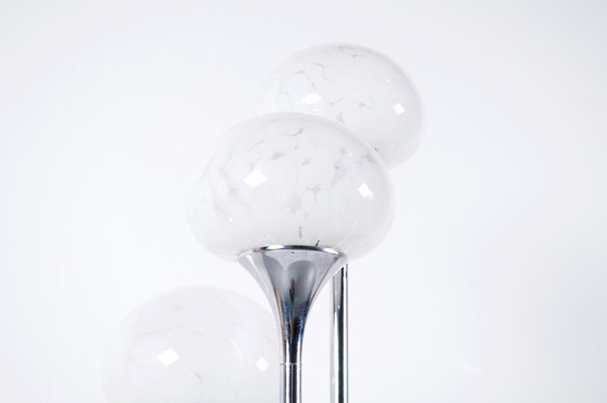 Image 1 of LAMPE ITALIENNE 3 GLOBES ANNÉES 70' DANS LE GOÛT DE REGGIANI