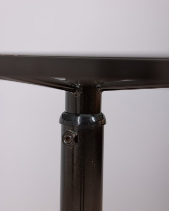 Image 1 of VINTAGE 1970S SIDE TABLE TROLLEY IN BLACK METAL AND GLASS BY ALLEGRI PARMA DESIGN