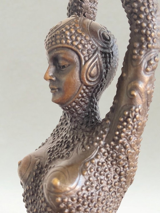 Image 1 of Art Deco style bronze sculpture – Dancer – signed D. H. Chiparus – 47 cm