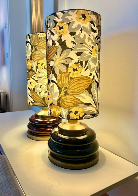 Image 1 of Set of two Mid Century table lamps - restored with new shade and cable