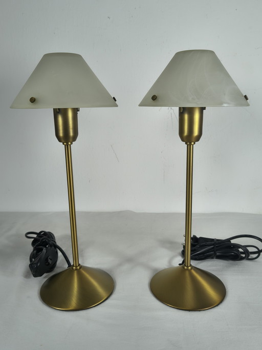 2 Minimalist table lamps with alabaster glass