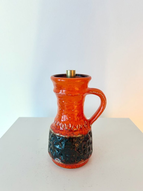 Image 1 of Lampe de table Fat Lava - fabriquée à partir d'un vase Jasba original des années 1970.