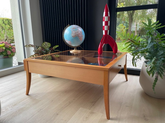 Table d'appoint en bois de cerisier, Tables basses, Verre, Marron (photo 4 sur 5)