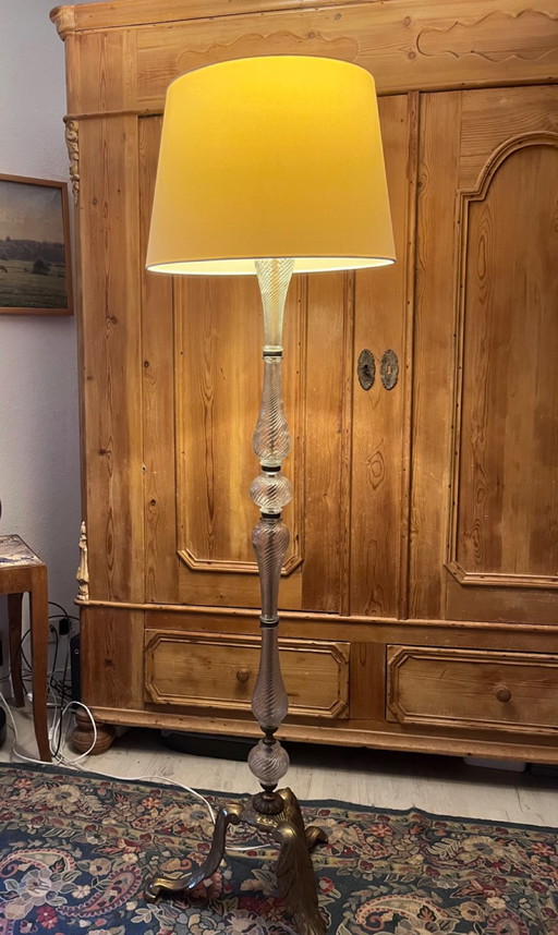 Magnifica lampada da terra vintage in stile Hollywood Regency / design in vetro italiano – vloerlampen, Glass