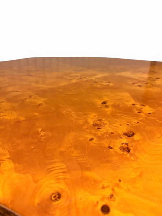 Image 1 of Mario Sabot Extendable Dining Table - Burl Wood & Metal (1970s)