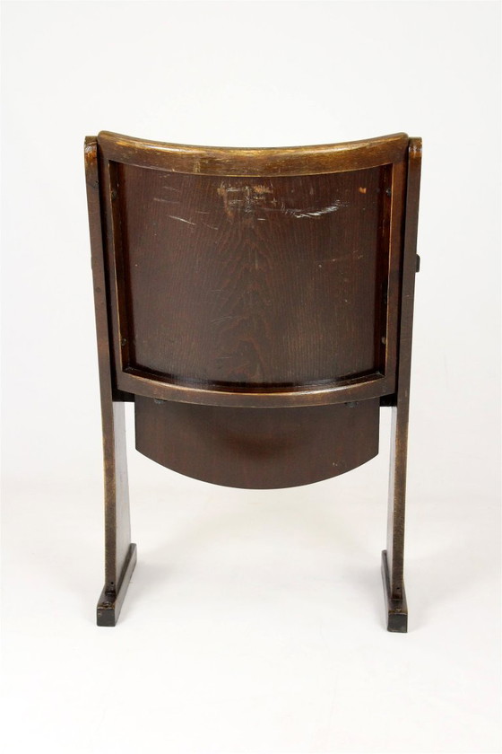 Image 1 of Fauteuil de cinéma vintage TON (Thonet), tchèque des années 1940, siège de théâtre en bois