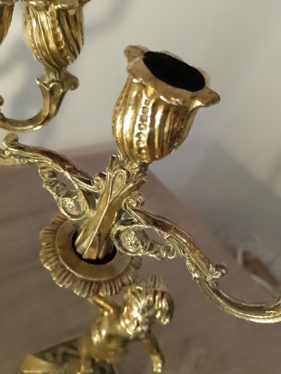 Image 1 of Candélabres au putti en bronze style Louis XVI 19e époque Napoléon France